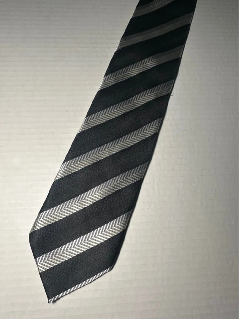 Milano Black and Silver Chevon Stripe Tie
